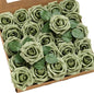 Ling's moment Artificial Flowers 25Pcs Elf Green Roses Decor w/Stems,3" Real Touch DIY Foam Floral for Wedding Bouquet/Centerpieces, Outdoors Party Backdrop, Room/Table, and Garden/Pot Decorations