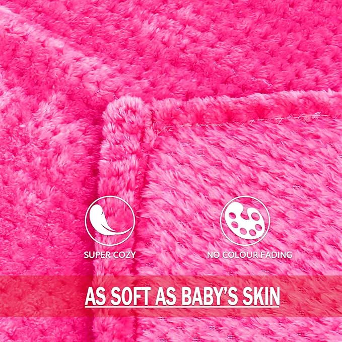 Exclusivo Mezcla Fleece Bed Blanket King Size, Super Soft and Warm Blankets for Couch, Sofa and Bed Waffle Textured, Cozy, Fuzzy and Lightweight (Hot Pink, 90x104 Inches)