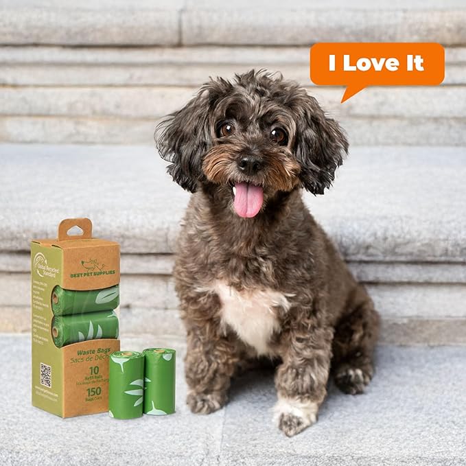 Best Pet Supplies Poop Bags for Dogs, 50% Post-Consumer Recycled Content dog waste bags on rolls, fits all poop bag holders for leashes - 150 Count, Green, Lavender Scented-Mewly Pet