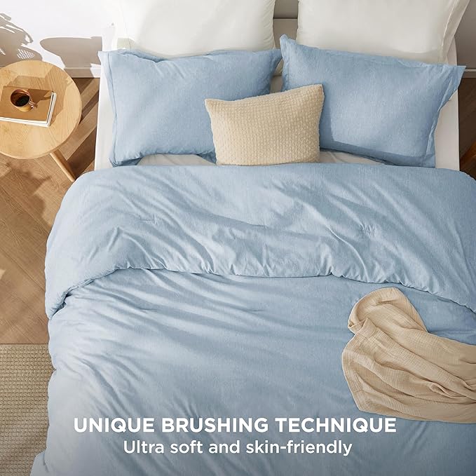 Bedsure Full Comforter Set - Light Blue Full Size Comforter, Soft Bedding for All Seasons, Cationic Dyed Bedding Set, 3 Pieces, 1 Comforter (82"x86") and 2 Pillow Shams (20"x26"+2")