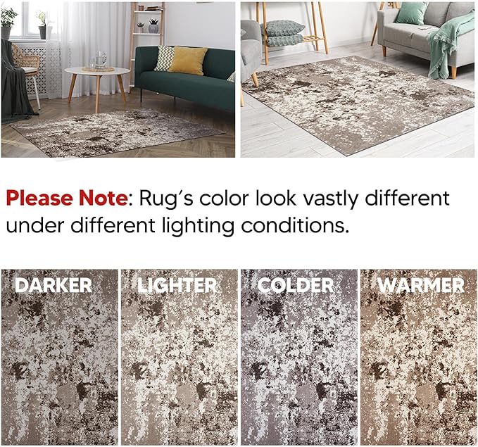 Keen Home Design Area Rugs - 4x6 Non-Shedding, Abstract Rugs for Kitchen, Living Room, Bedroom, Dining Room, Entryway - Size: 4' x 6', Multi