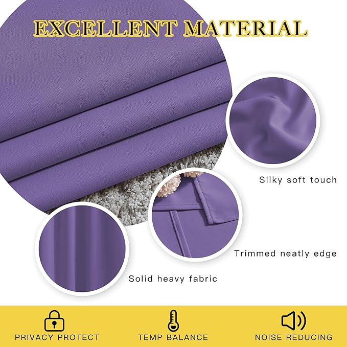 NICETOWN Bedroom Blackout Curtains and Drapes - Window Treatment Thermal Insulated Solid Grommet Blackout Draperies for Bedroom/Living Room (Lilac Purple, Set of 2, 80 by 84 Inch)