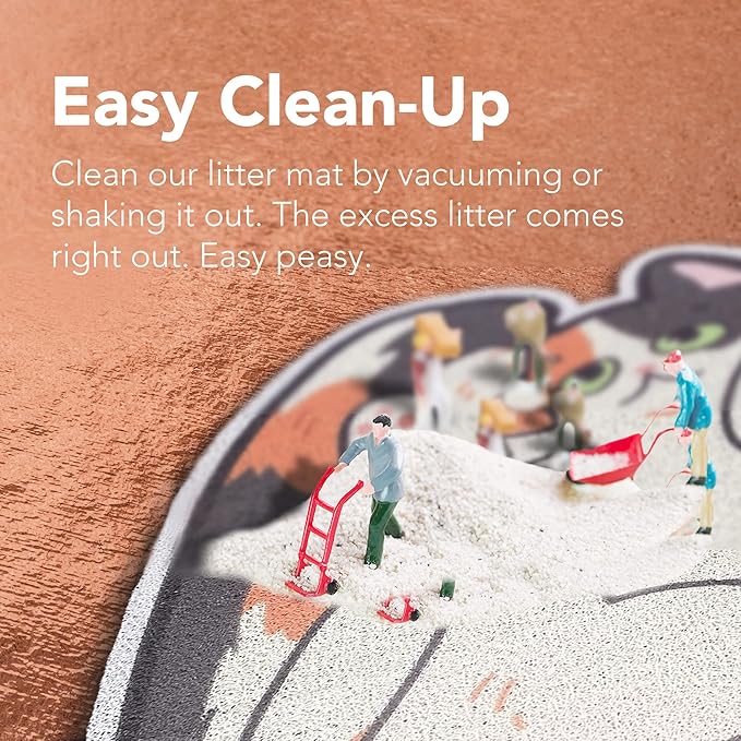 Lukamoo® Cute Cat Litter Mat (30’’x20’’), Large/L, for Kitty Litter & Cute Cat Litter Box, Litter Trapping Mat (Calico)-Mewly Pet