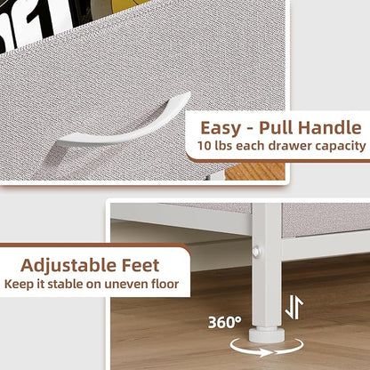 Somdot Tall Dresser for Bedroom with 6 Drawers, Storage Organizer Chest of Drawers with Removable Fabric Bins for Closet Bedside Living Room Laundry Entryway Hallway, Ash Grey