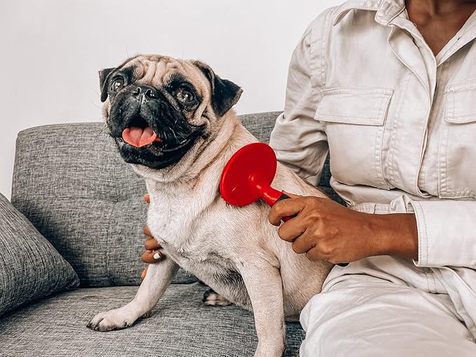 Tuff Pupper Round Bristle Soft Brush for Dogs and Cats | Gentle Grooming for Short or Long Hair | Soft Pin Tool for Sensitive Skin | Detangle & Remove Loose Fur | For Dematting & Detangling Undercoat-Mewly Pet