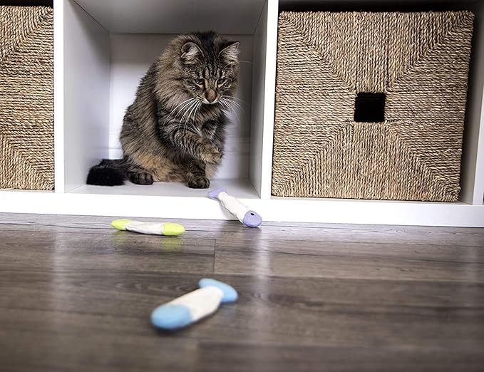 SmartyKat (9 Count Fish Flop Crinkle Catnip Cat Toys - Multi Color, 9 Count (Pack of 12)-Mewly Pet