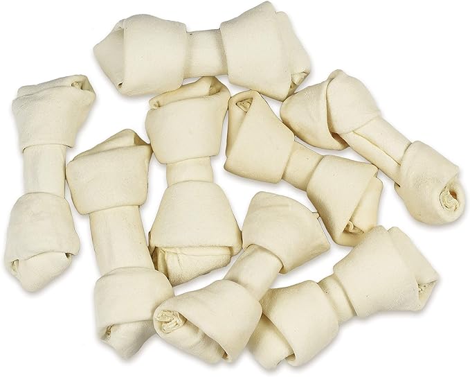 hotspot pets 4-5 Inch Rawhide Dog Chew Bones - Choice of 10, 20, 30 Packs - from Grass Fed Brazilian Cows - Promotes Dental Hygiene and Good Behavior (20 Pack)-Mewly Pet