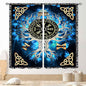 Tree of Life Curtains, Vikings Celtic Nordic Life Tree Scandinavian Aesthetic Mythology Blue Window Drapery Treatments for Bedroom Living Room Bathroom 2 Panels, 42"x45" Inch
