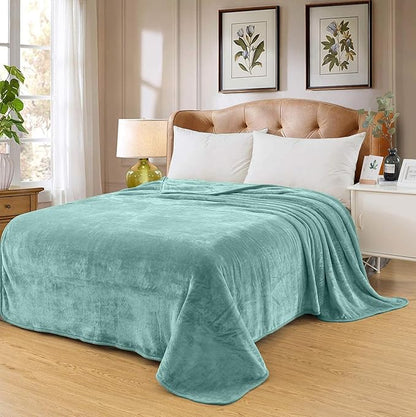 Fleece Blankets for All Season - Premium Lightweight Anti-Static Throw for Travel Size Bed Extra Soft Brush Fabric Warm Sofa Thermal Blanket 51" x 60"(Sage Green)