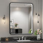 28x36 Inch LED Bathroom Mirror with Lights, Black Metal Framed LED Mirror for Bathroom, 3 Colors and Stepless Dimmable Wall Mounted Lighted Bathroom Vanity Mirror, Anti-Fog, Memory