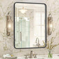 SUPER DEAL 22x30 Inch Black Wall Mirror for Bathroom, Wall Mounted Rectangular Entryways Decor Vanity Mirrors with Stainless Steel Metal Frame and Rounded Edge