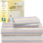 California Design Den Full Size Bed Sheets Set - 400 Thread Count Sateen, Natural 100% Cotton Sheets, Deep Pocket Cooling and Durable Bedding Set - Rainbow Striped