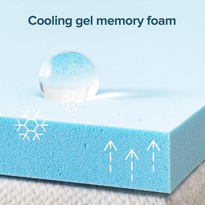 ZINUS 2 Inch Green Tea Cooling Gel Memory Foam Mattress Topper, Cooling Gel Foam, CertiPUR-US Certified, King, Blue