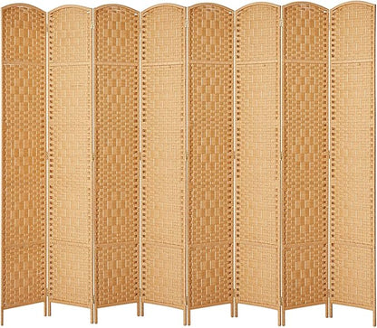 Rose Home Fashion Room Divider, 6 ft Tall Room Dividers and Folding Privacy Screens, 16in Privacy Screen 8 Panel Light Beige Space Temporary Wall Foldable Partition Separation