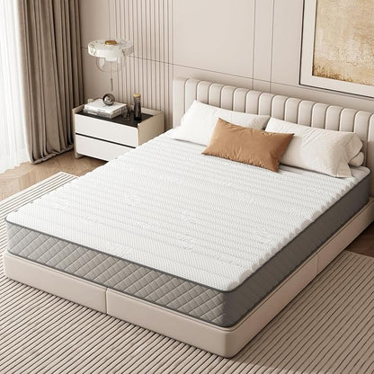PurrJoys Queen Mattress, 10 Inch Hybrid Queen Size Mattress with Cooling Gel Memory Foam and Pocket Springs, CertiPUR-US Certified, Medium Firm