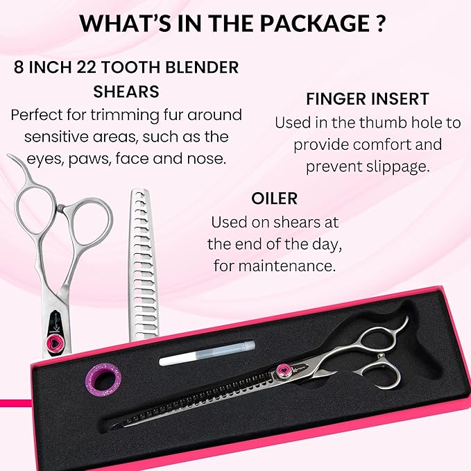 Kenchii Love Dog Grooming Scissors, 22 Tooth Blender Shears, Dog Scissors for Grooming, Professional Pet Grooming Scissors, Heavy Duty, Durable and Sharp-Mewly Pet