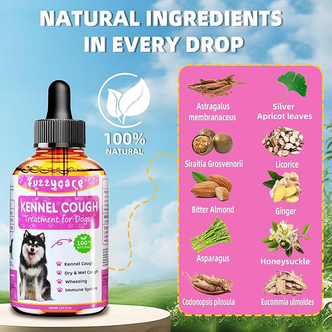 Dog Cough Treatment，Effective Kennel Cough Medicine for Dogs & Cats, Natural Kennel Cough Treatment and Allergy Relief, Herbal Drops for All Breeds & Sizes, Soothing Dog Cough Medicine-Mewly Pet
