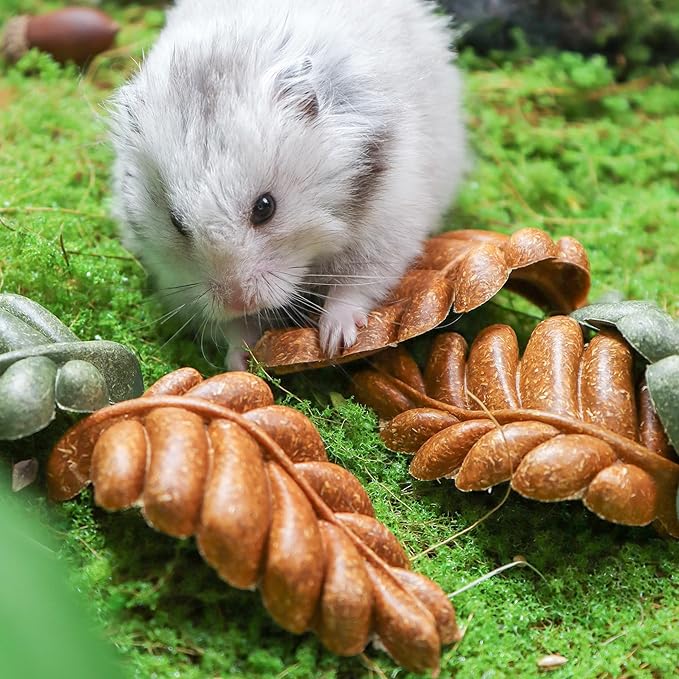 TEEWY 6PCS Hamster Chew Toys, Guinea Pig Chew Toys for Teeth with Natural Vegetables and Timothy Grass, Chinchilla Toys,Dental Care for Rats/Guinea Pigs/Hamsters and Gerbil, Leaf-Shape-Mewly Pet