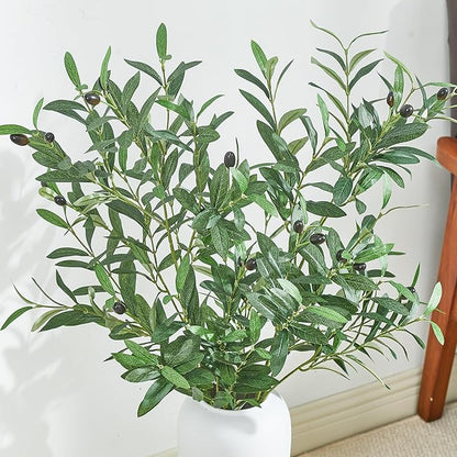 2 PCS 39 Inch Faux Olive Branches Artificial Flowers Greenery Stems Olive Tree Branch for Vase Filler Home Decor Indoor