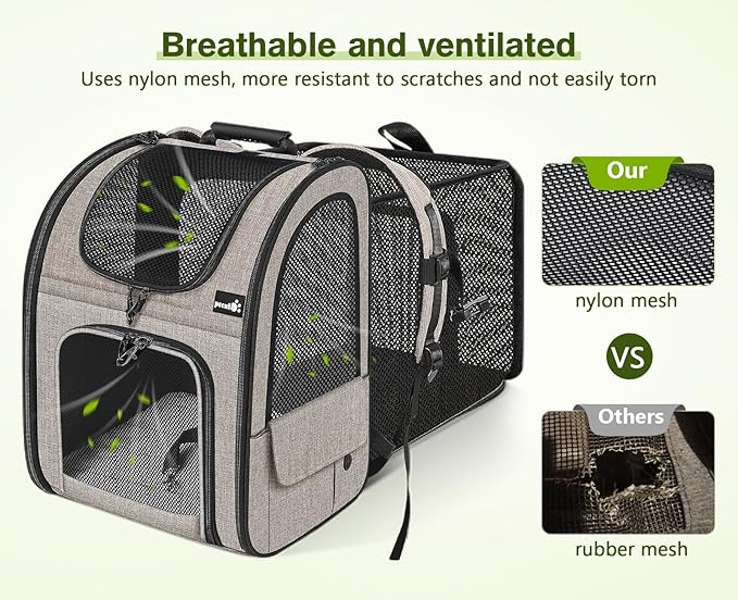 Pecute Pet Carrier Backpack, Dog Carrier Backpack, Expandable with Breathable Mesh for Small Dogs Cats Puppies, Pet Backpack Bag for Hiking Travel Camping Outdoor Hold Pets Up to 17 Lbs-Mewly Pet