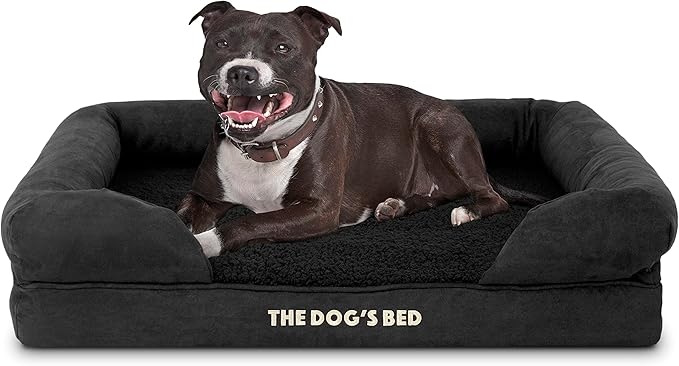 The Dog’s Bed, Medium Black Faux PL 30x23.5, Memory Foam, Pain Relief: Arthritis, Hip & Elbow Dysplasia, Post Surgery, Lameness, Supportive, Calming, Washable Cover, Veterinary Approved-Mewly Pet