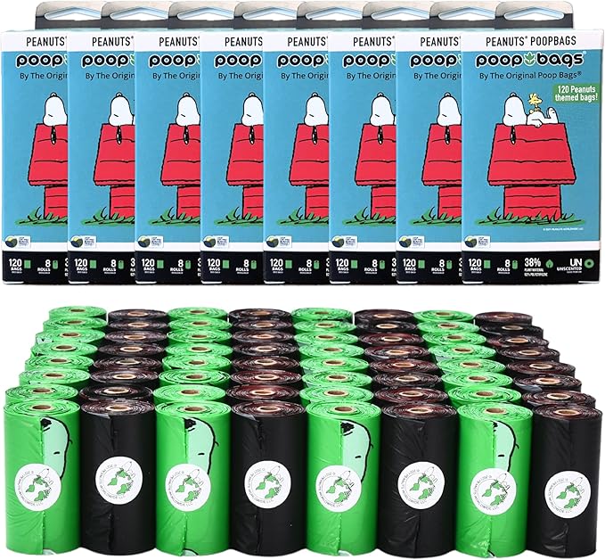 The Original Poop Bags® Peanuts Dog Waste Bags – 38% Plant Based, Leak-Proof & Durable, Large Dog Poop Bags for Dispensers, Unscented (960 Count)-Mewly Pet