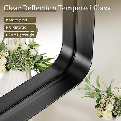 VooBang Bathroom Mirror 30x56 inch, Black Gorgeous Deep Frame Wall Mirror with Shatterproof Tempered Glass, Modern Bathroom Vanity Mirror for Over Sink Hanging Horizontal or Vertical, Black