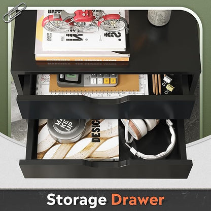 DEVAISE 5-Drawer Chest, Wood Storage Dresser file Cabinet with Wheels, Mobile Dresser for Home Office, Black