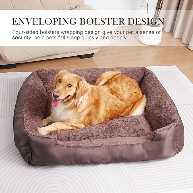 Dog Beds for Small Dogs Washable, Rectangle Dog Bed, Warming Soft Calming Sleeping Puppy Bed with Anti-Slip Bottom-Mewly Pet