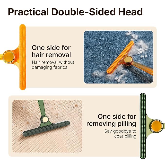 Potaroma Pet Hair Remover Set of 2, Dog Cat Hair Remover, Fur Removal Tool, Portable Carpet Scraper Brush for Carpets, Car Mat Couch, Pet Bed, Furniture Rug-Mewly Pet