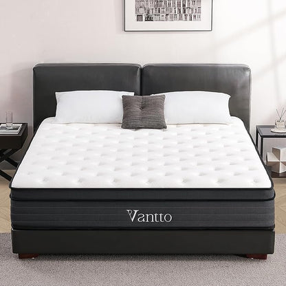Queen Size Mattress, 10 Inch Individual Pocket Springs Hybrid Memory Foam Mattress in a Box for Pressure Relief, Motion Isolation, CertiPUR-US