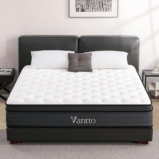 Queen Size Mattress, 10 Inch Individual Pocket Springs Hybrid Memory Foam Mattress in a Box for Pressure Relief, Motion Isolation, CertiPUR-US
