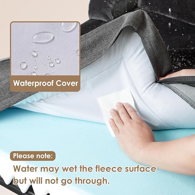 EHEYCIGA Orthopedic XL Dog Beds, Waterproof Memory Foam Dog Bed for Extra Large Dogs, Non-Slip Bottom and Egg-Crate Foam Big Pet Couch Bed with Washable Removable Cover, Dark Grey-Mewly Pet