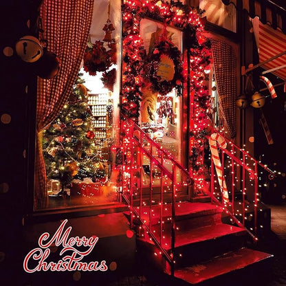JMEXSUSS 2 Pack Red Christmas Lights Battery Operated Rope Lights Outdoor Waterproof Total 200LED 8 Modes Battery Powered String Lights with Remote for Patio Tree Garden Christmas Decor