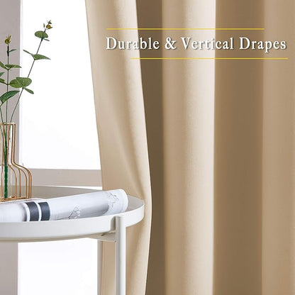 NICETOWN Blackout Draperies Curtains Panels - Window Treatment Thermal Insulated Solid Grommet Blackout Curtains/Panels/Drapes for Bedroom (Biscotti Beige, Set of 2, 66 by 72 Inch)