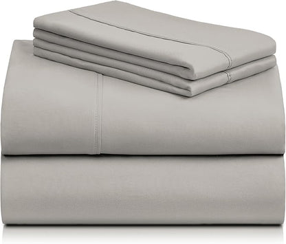 LuxClub 4 PC King Sheet Set, Breathable Luxury Bed Sheets, Deep Pockets Wrinkle Free Cooling Bed Sheets Machine Washable Hotel Bedding Silky Soft - Light Taupe King
