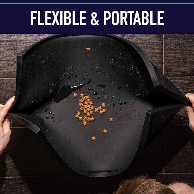 Leash Boss 2 Pack Dog Food Mats for Food and Water Bowls, Thick Waterproof Silicone Pet Feeding Mat for Floors, Extra Tall Raised Edges, Cat and Dog Placemat for Floors, Dishwasher Safe-Mewly Pet