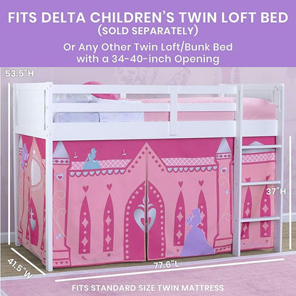 Disney Princess Loft Bed Tent - Curtain Set for Low Twin LoftBed (Bed Sold Separately) by Delta Children (Pack of 10)