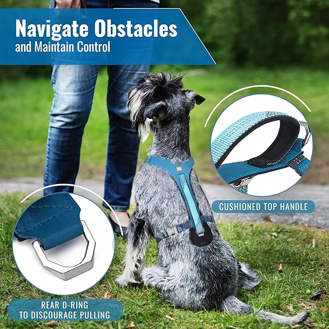 No-Pull Dog Harness with Handle - Escape Proof, Anti-Pulling, Grip Control, Multi-Angle Reflective for Safe Walks & Training, Easy On & Off, Metal Buckle–Pet Harness, Medium/Large Dogs- H3- Black-Mewly Pet