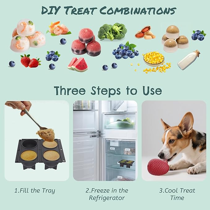 Enrichment Frozen Treat Toy for Dogs - 2-in-1 Dog Licking Toy & Dispensing Dog Puzzle Toy, Fillable Rubber Interactive Toy, Keeps Them Busy, Reduces Anxiety, Safe & Easy to Clean Red-Mewly Pet