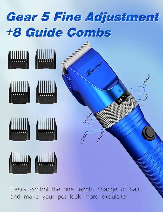 Dog Grooming Clippers, Professional 12V Heavy Duty Pet Clippers, Large Dog Shaver for Thick Coat,Plug-in Pet HairTrimmer with Guard Combs Brush for Dogs Cats-Mewly Pet