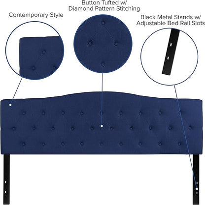 Flash Furniture Cambridge Tufted Upholstered King Size Headboard in Navy Fabric
