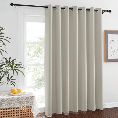 NICETOWN Noise Reducing Room Dividers Curtains Screens, Wide Width Grommet Top Curtain Panel for Living, Bedroom, Baby (One Pack, 8ft Tall x 15ft Wide, Natural)
