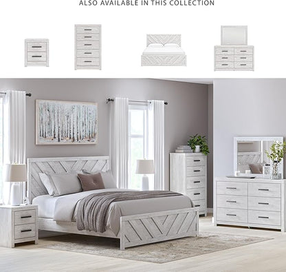 Signature Design by Ashley Cayboni Vintage 2 Drawer Nightstand with Safety Stop for Bedroom, 24.37" Tall, White