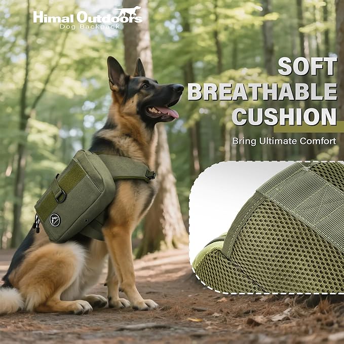 Himal Outdoors Dog Backpack & Saddle Bag, Tactical Hiking Backpack for Large Dogs with Side Pockets & Adjustable Strap-Mewly Pet