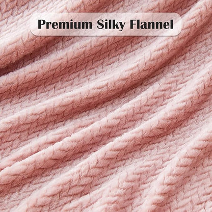 NEWCOSPLAY Super Soft King Blanket Dusty Pink Premium Silky Flannel Fleece Leaves Pattern Lightweight Bed Blanket All Season Use (Dusty Pink, King(90"x110"))