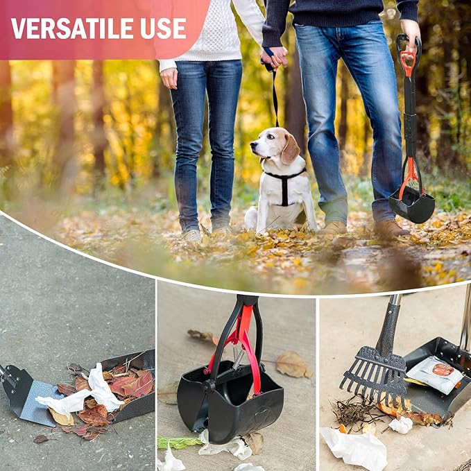 Pooper Scooper Set,Dog Poop Tray and Rake Set for Large & Small Dogs Dog Pooper Scooper 15 Litre Step Dog Poop Trash Can Outside W/Removable Inner Bucket with 20 Waste Bags-Mewly Pet