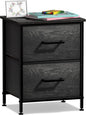 Sorbus Nightstand Dresser with 2 Faux Wood Drawers - Bedside Table Chest with Storage Bedroom, Living Room, Closet & Dorm Furniture Lamp Stand - Steel Frame, Wood Top, Easy Pull Fabric Bins