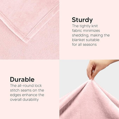 Utopia Bedding Fleece Blanket Queen Size Pink 300GSM Luxury Fuzzy Soft Anti-Static Microfiber Bed Blanket (90x90 Inch)