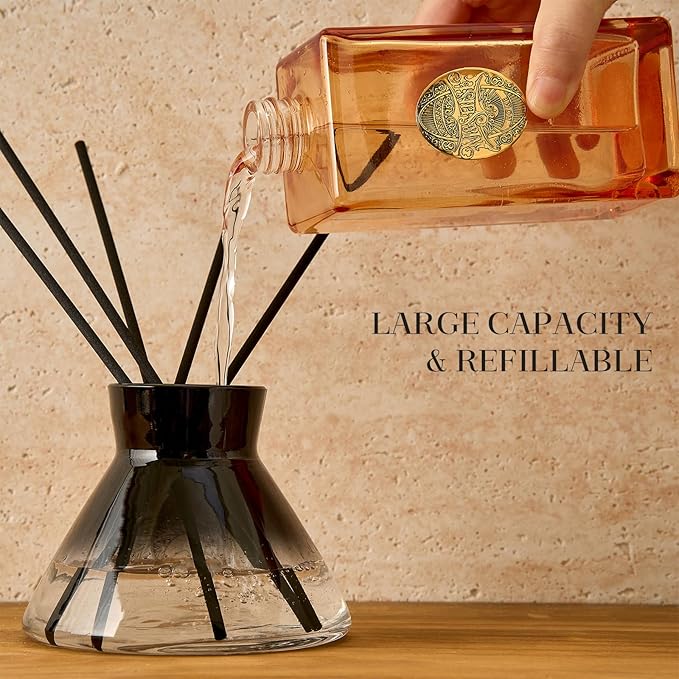 M&SENSE 6.3 oz Large Reed Diffuser Set | Lime Basil Scent Oil Diffuser with Sticks | Hotel Collection Non-Toxic Essential Oil |for Bedroom Bathroom Living Room